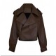 Balloon-Sleeve Leather Jacket