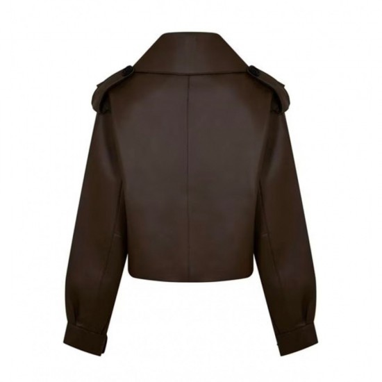 Balloon-Sleeve Leather Jacket